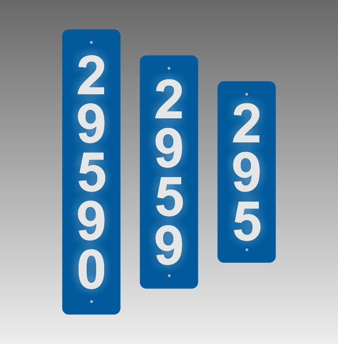 Vertical Single-Sided Reflective Address Number Signs - Perfect Near Doors