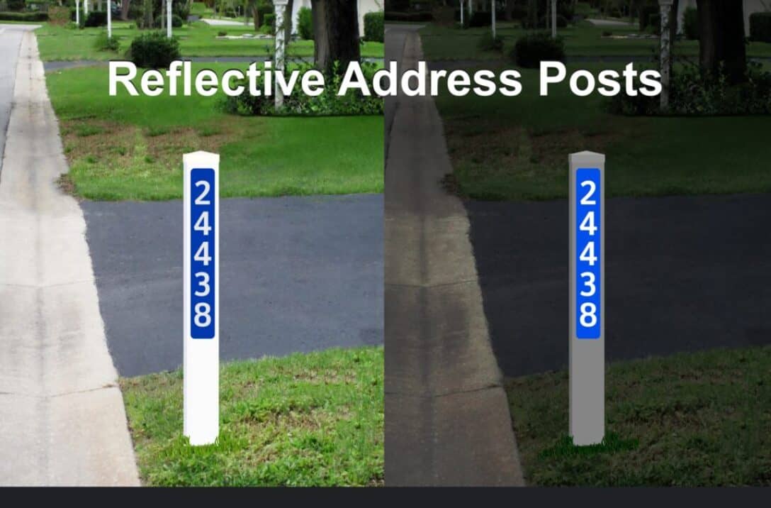 Reflective address posts Canada