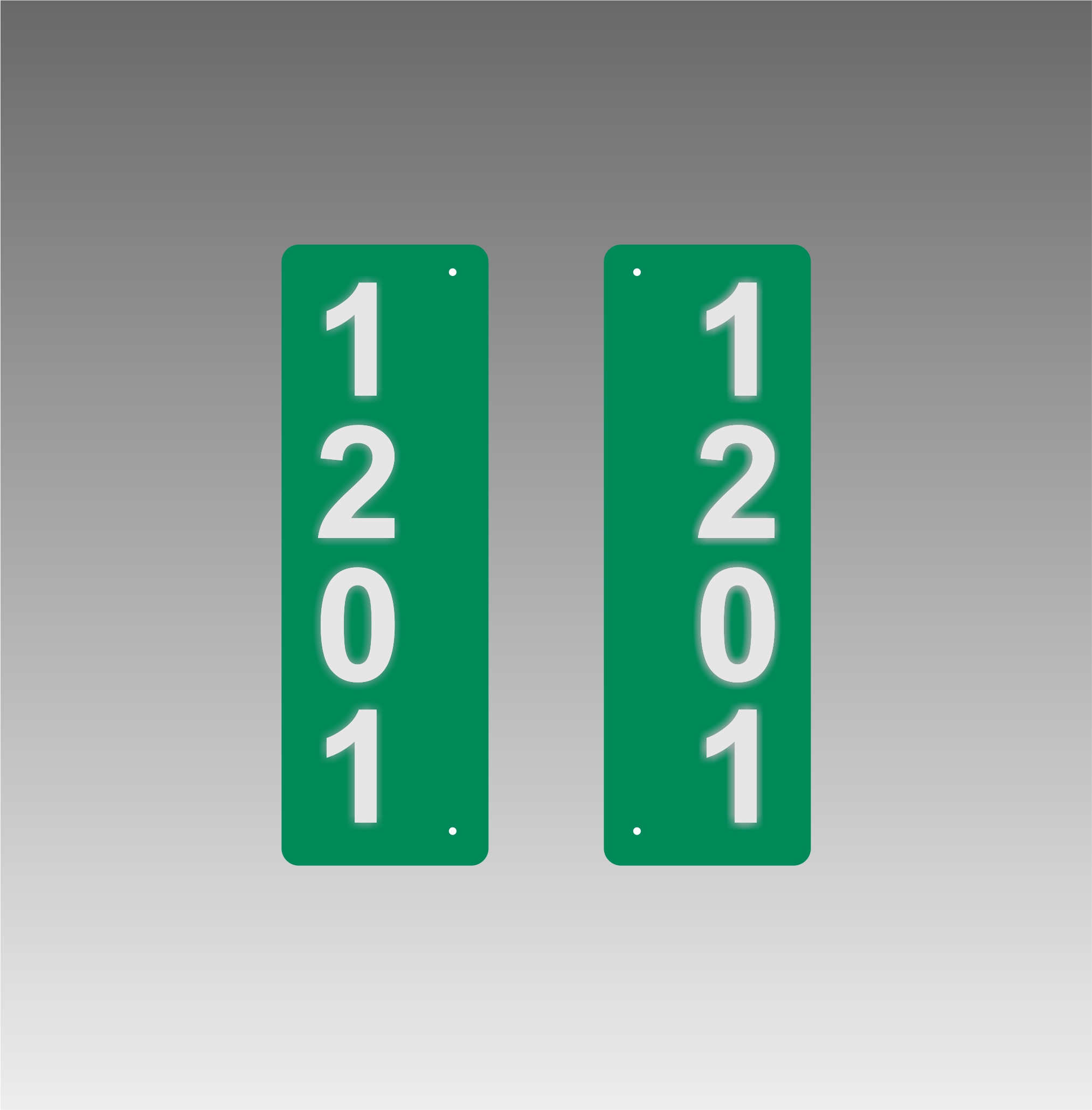 Vertical Double-Sided Side-Mounted Flag-Style Reflective Address Number Signs for PEAK U-Posts
